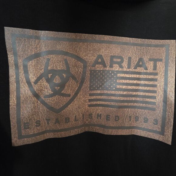 Ariat Sweatshirt Hoodie Size XXL Black American Leather Flag Patriotic - Picture 6 of 8